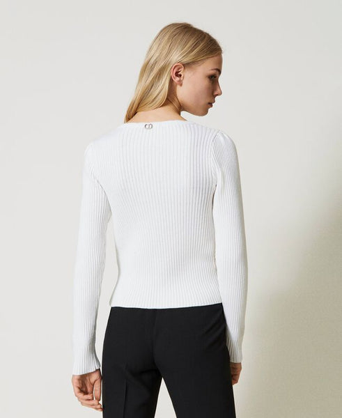 TW-231TP3052 WHITE LOGO CARDIGAN