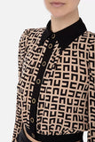 ELS-CA00831E2 BROWN&BLACK BLOUSE
