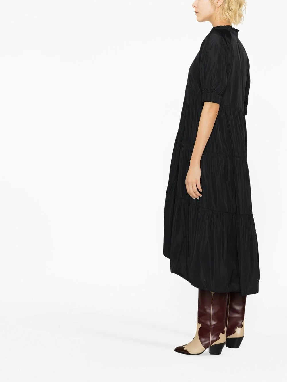 PHY-0434 BLACK TAFFETTA DRESS