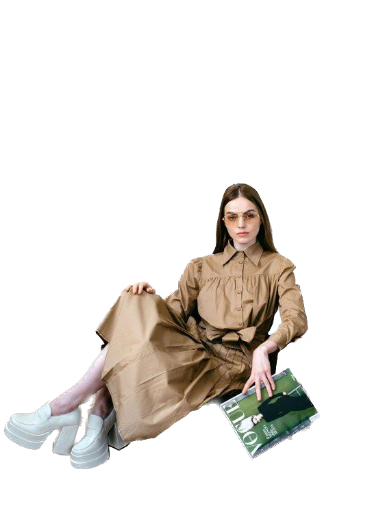 NOI-NR-0144 TAN WIDE BOW BLOUSE