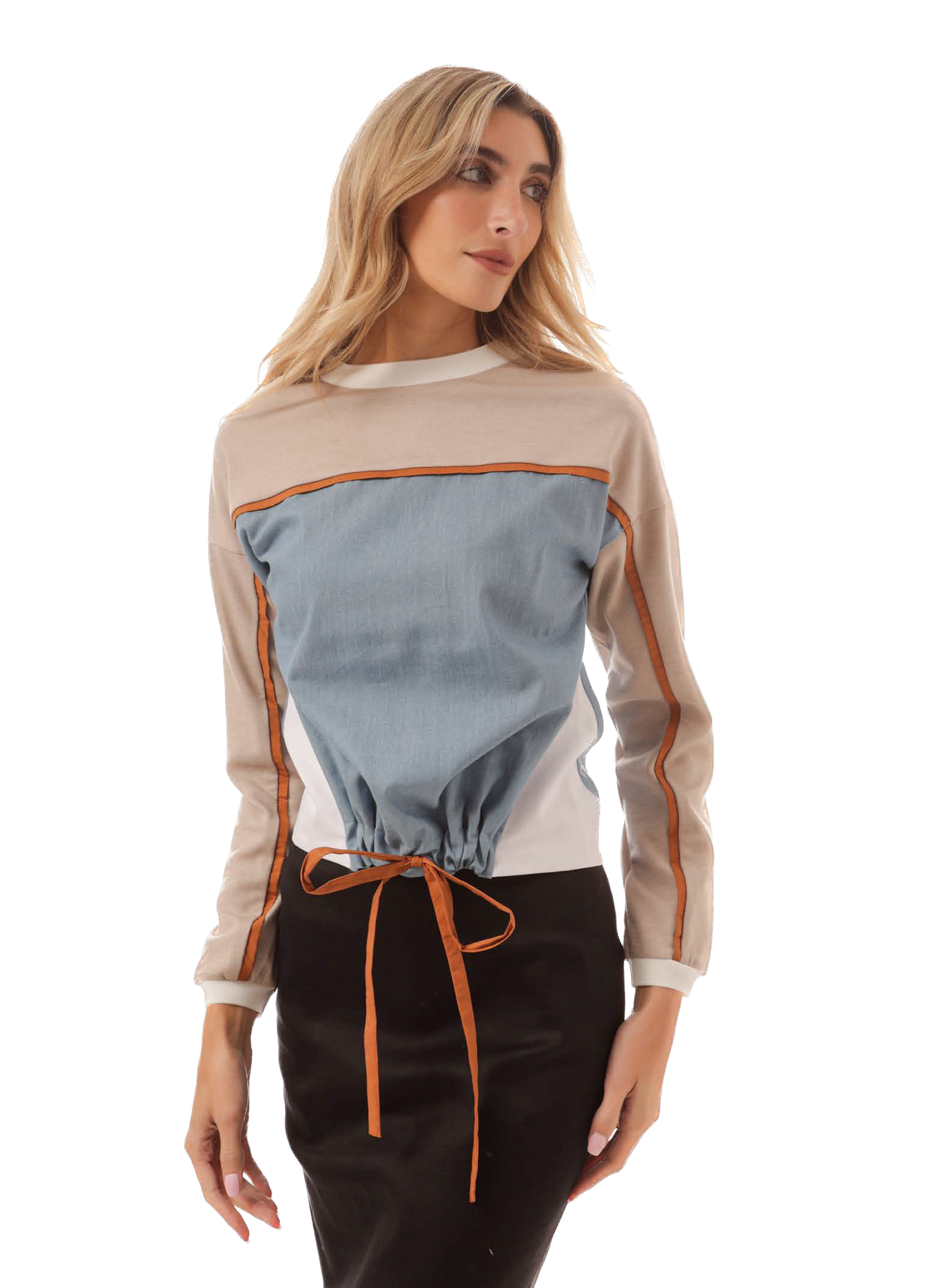 MIZ-CE,1516 KHAKI DENIM TOP