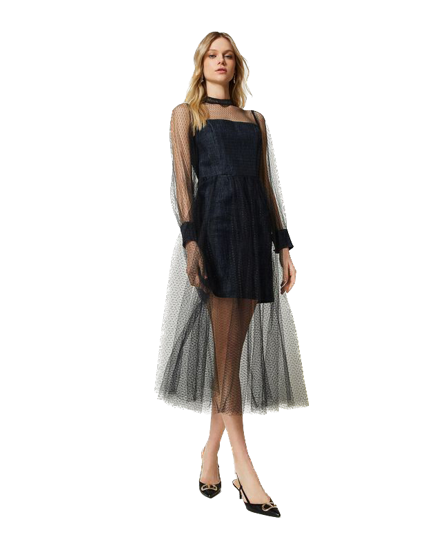 TWS-231TP23 BLACK TULLE DRESS