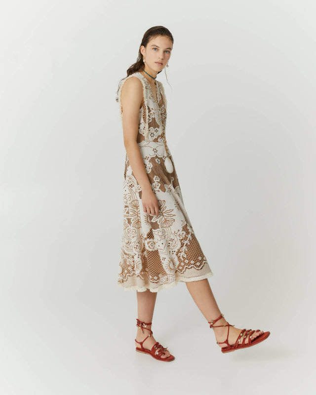 BEA-23FE6034SOLEIL BROWN&WHITE DRESS