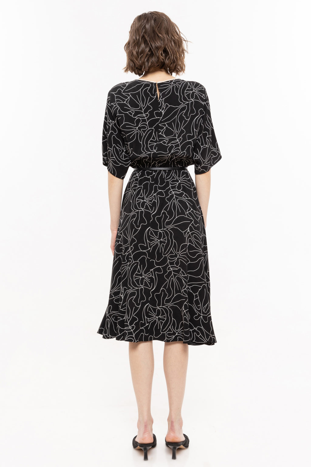 NIS-RZ14047 BLACK PRINT DRESS