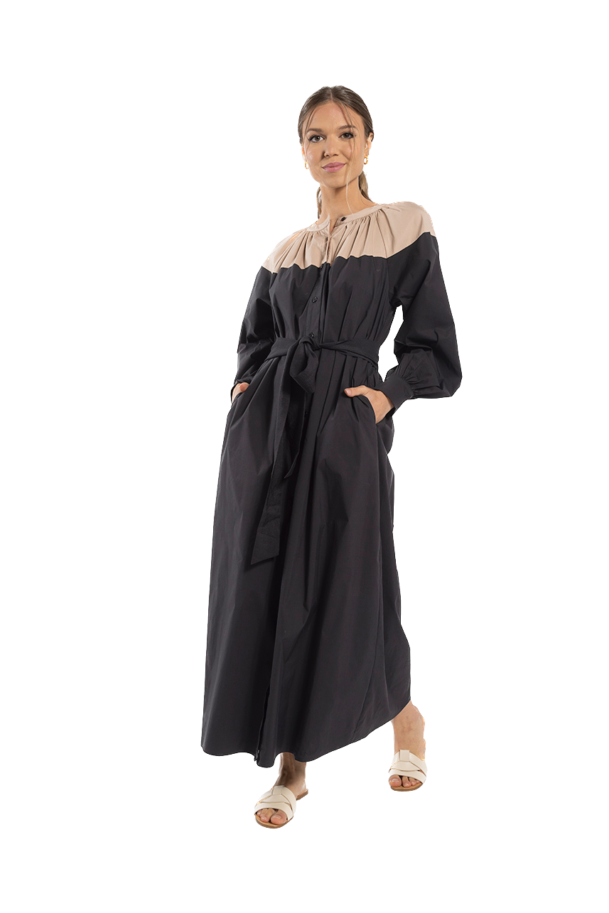 O&E-MC5441B BLACK&BEIGE DRESS