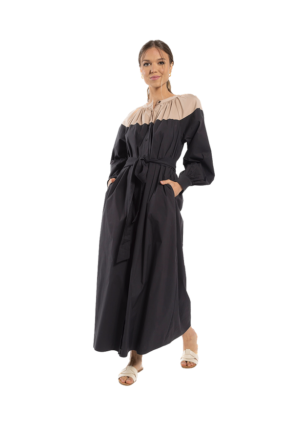 O&E-MC5441B BLACK&BEIGE DRESS