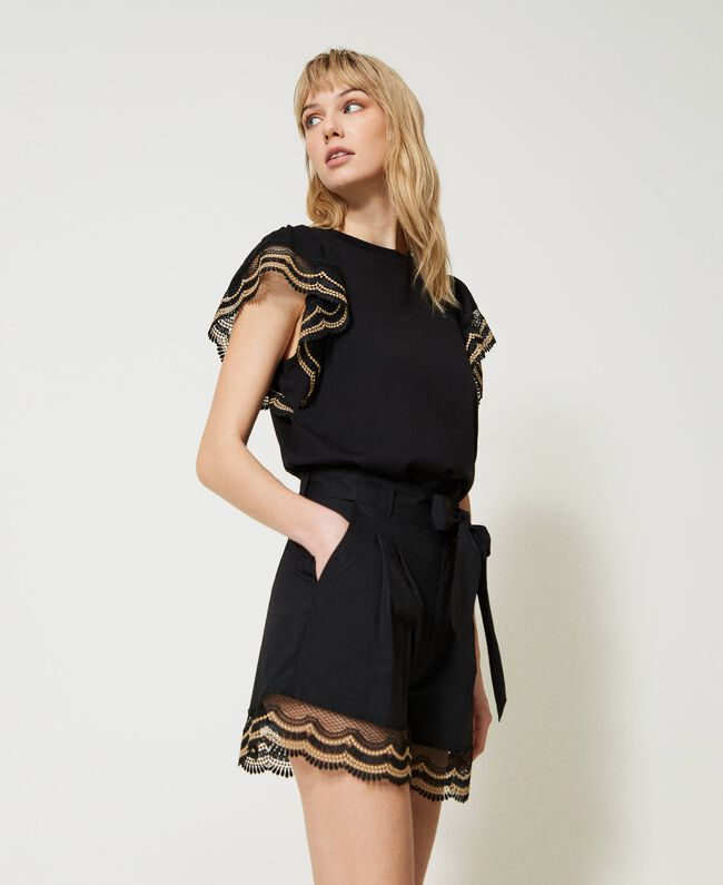 TWS-231TT2130 BLACK&BEIGE T-SHIRT