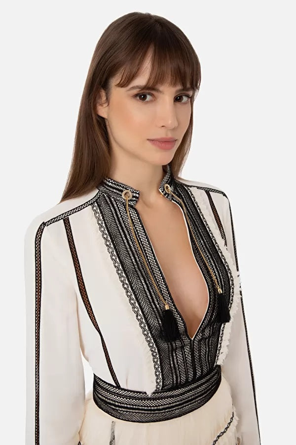 ELS-CA03332E2&GO51632E2 CREAM BLOUSE