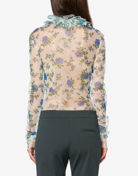 PHY-0224 BLACK&PINK FLORAL BLOUSE
