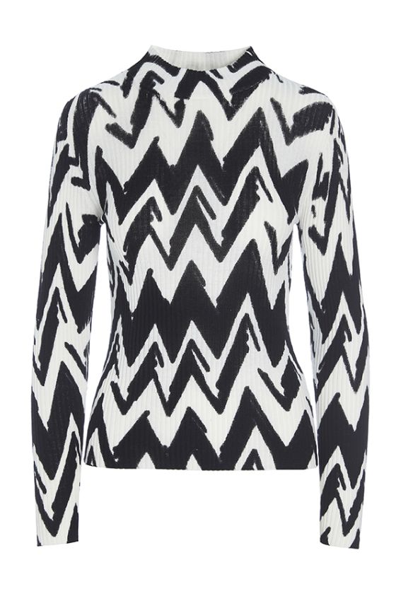 BKR-13397 BLACK&WHITE ZIG ZAG BLOUSE