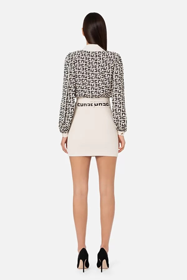 ELS-CA00831E2 CREAM&BLACK BLOUSE
