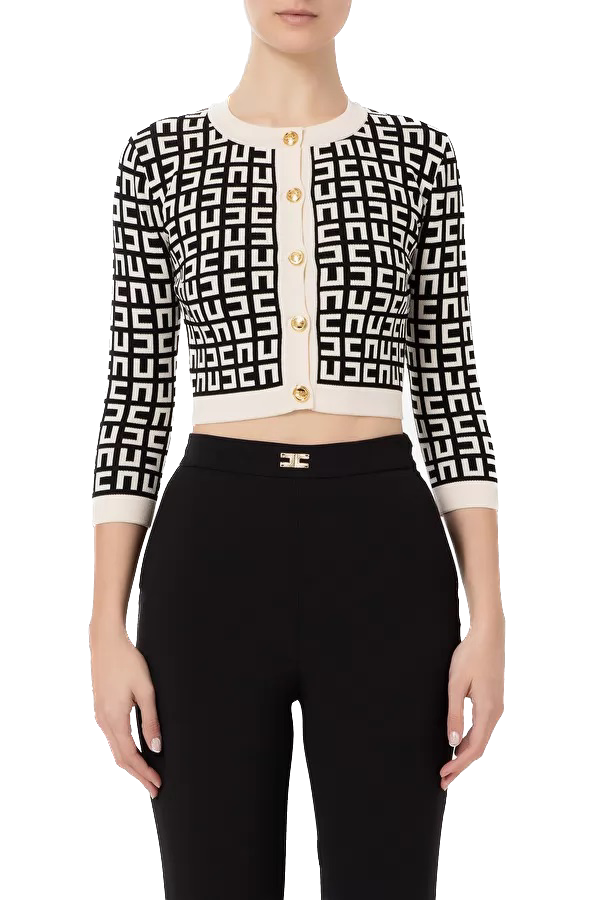 ELS-MK33Z31E2 CREAM&BLACK CARDIGAN
