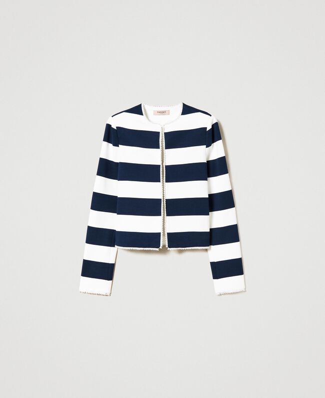 TWS-231TP229A WHT&NAVY CARDIGAN