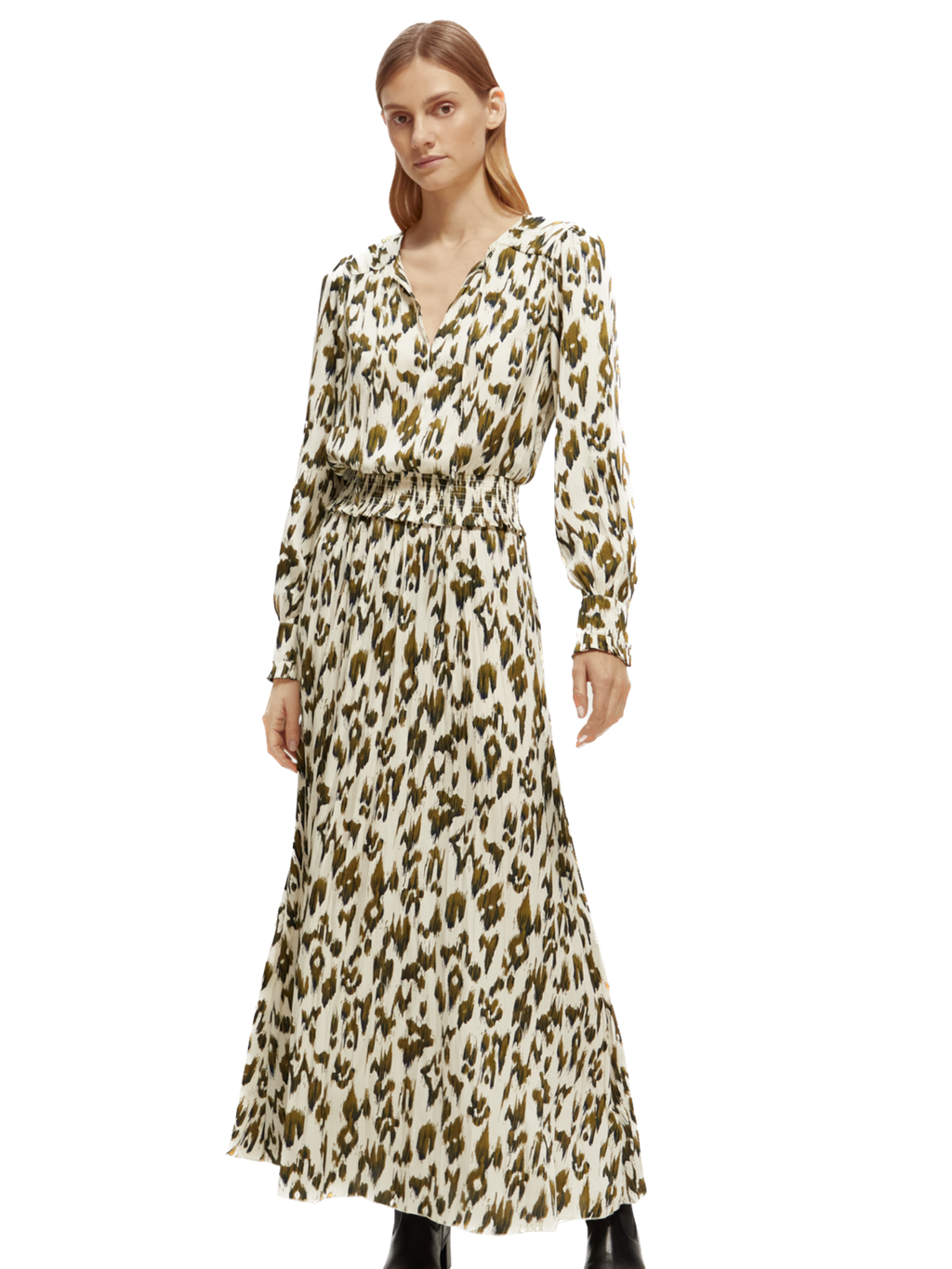 SAS-17095923PSLM GREEN&WHITE DRESS