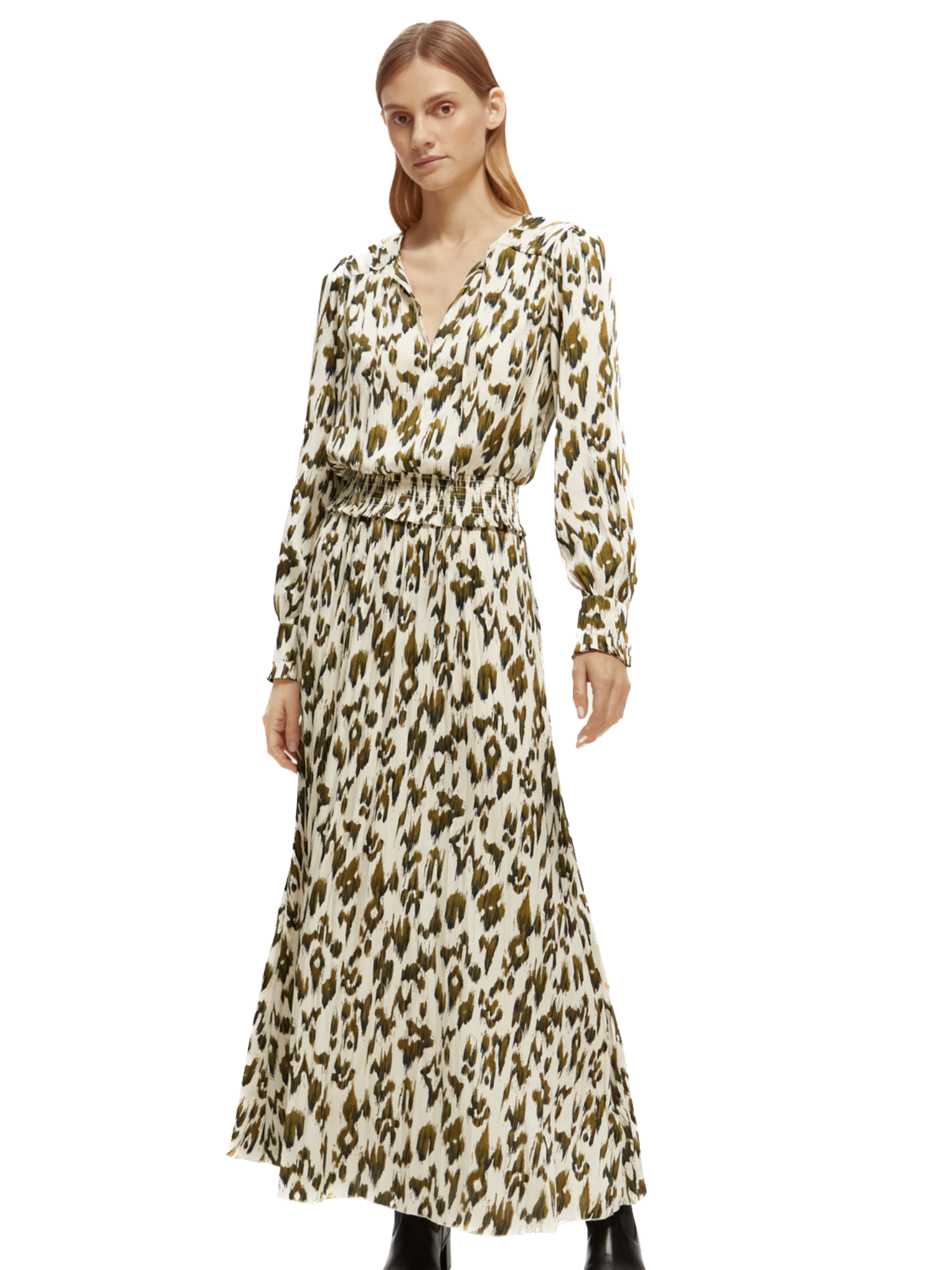 SAS-17095923PSLM GREEN&WHITE DRESS