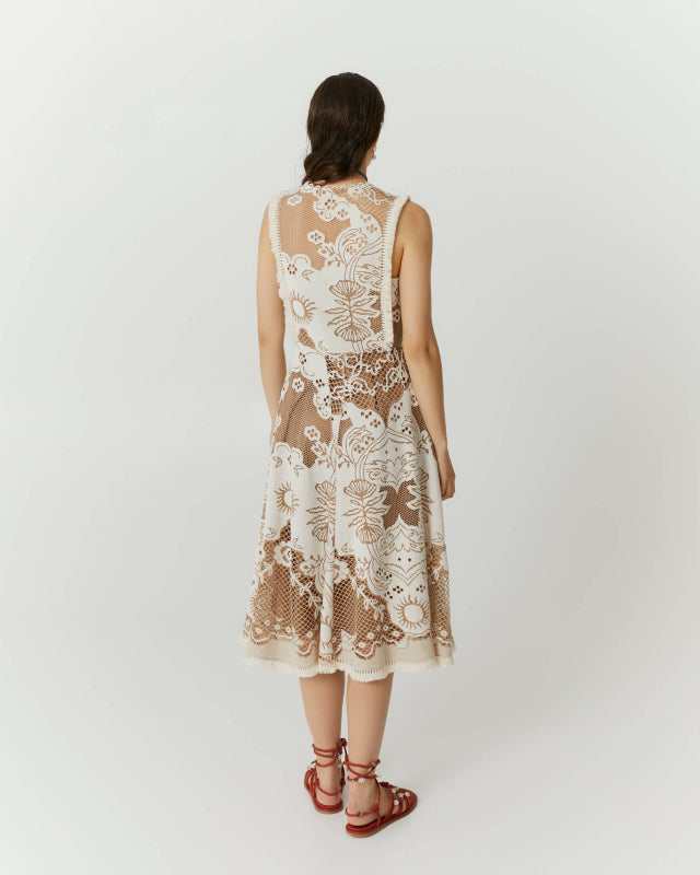 BEA-23FE6034SOLEIL BROWN&WHITE DRESS