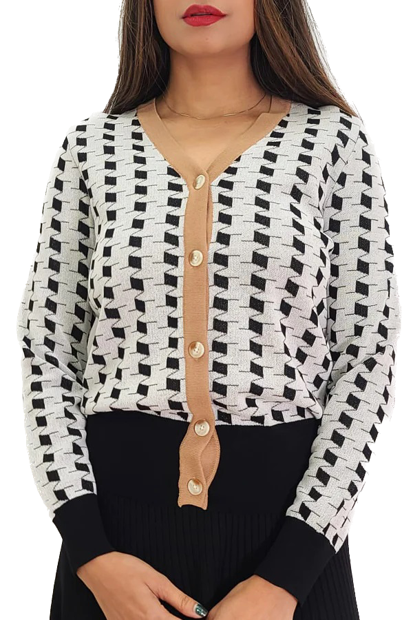 NCY-L62029 BLACK&WHITE CARDIGAN