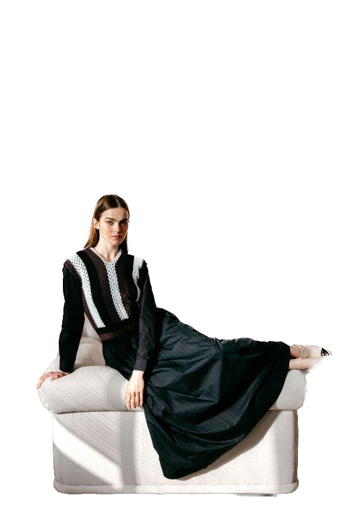 NOI-NR-0140 BLK&WHITE KNIT TOP DRESS