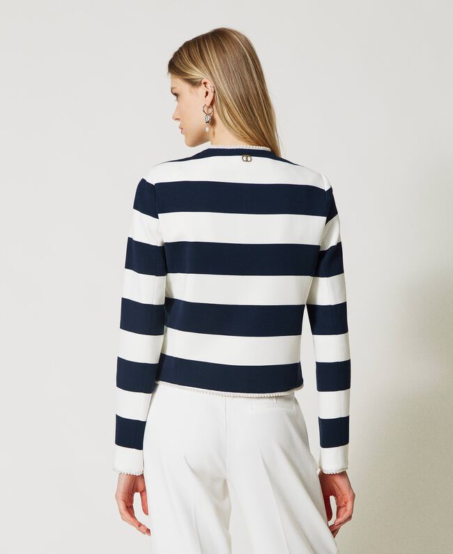 TWS-231TP229A WHT&NAVY CARDIGAN