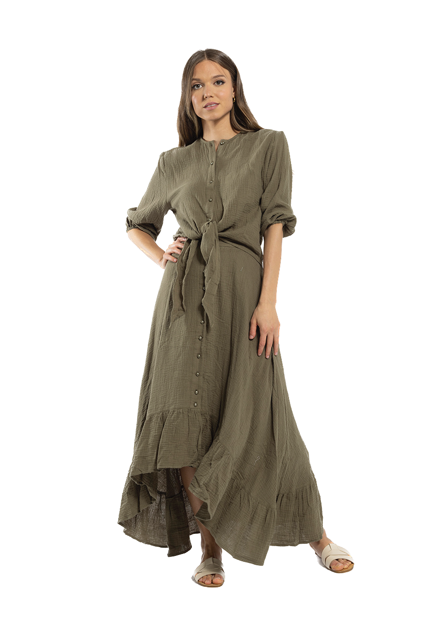 O&E-M273O OLIVE TIE TOP