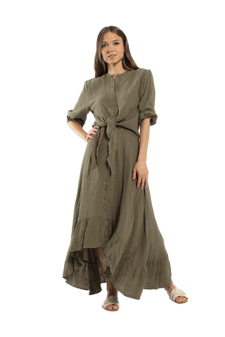 O&E-M273O OLIVE TIE TOP