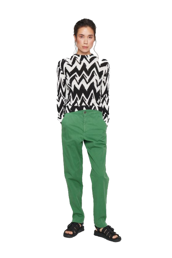 BKR-13397 BLACK&WHITE ZIG ZAG BLOUSE