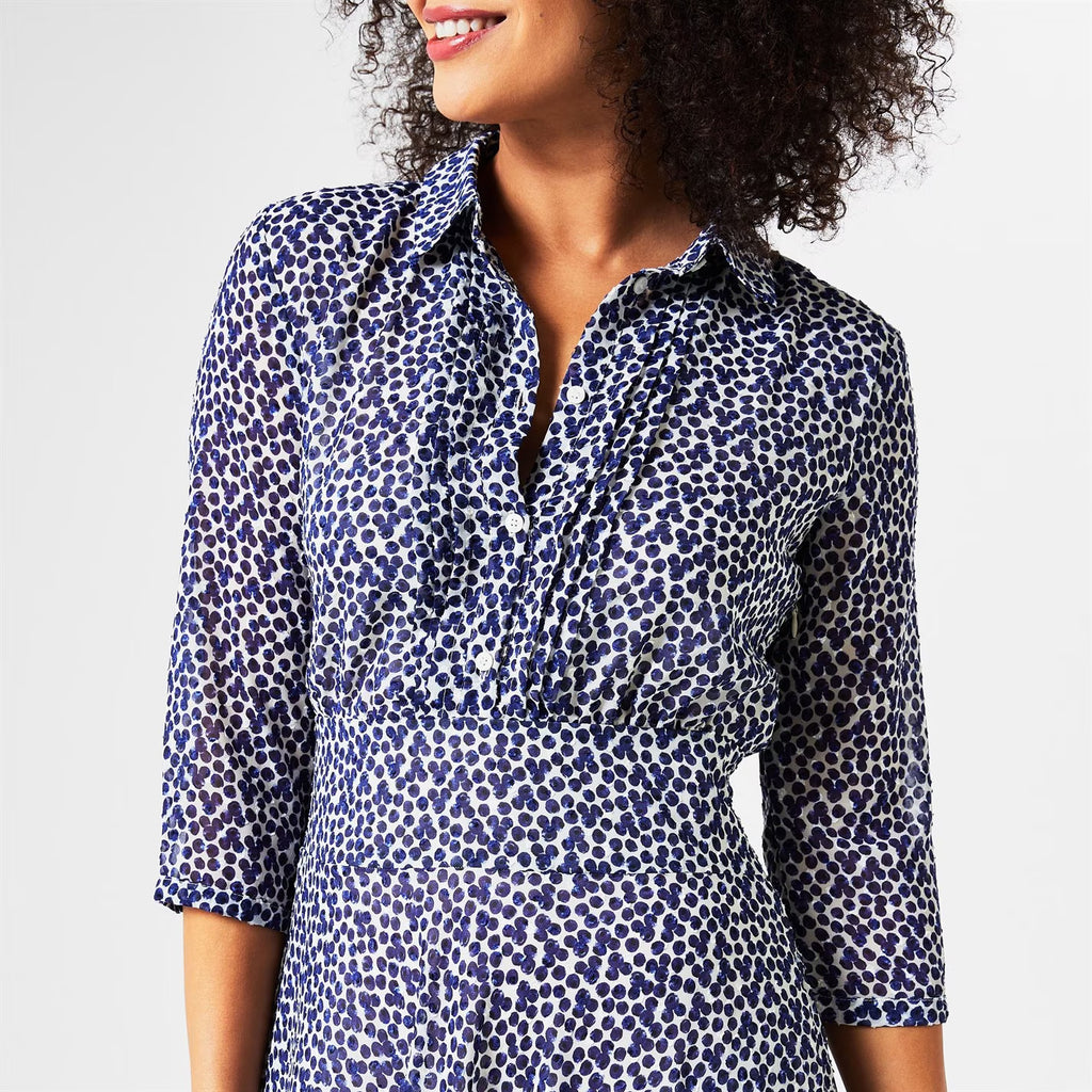 EBM-SCOPPIO NAVY&WHITE PRINT DRESS
