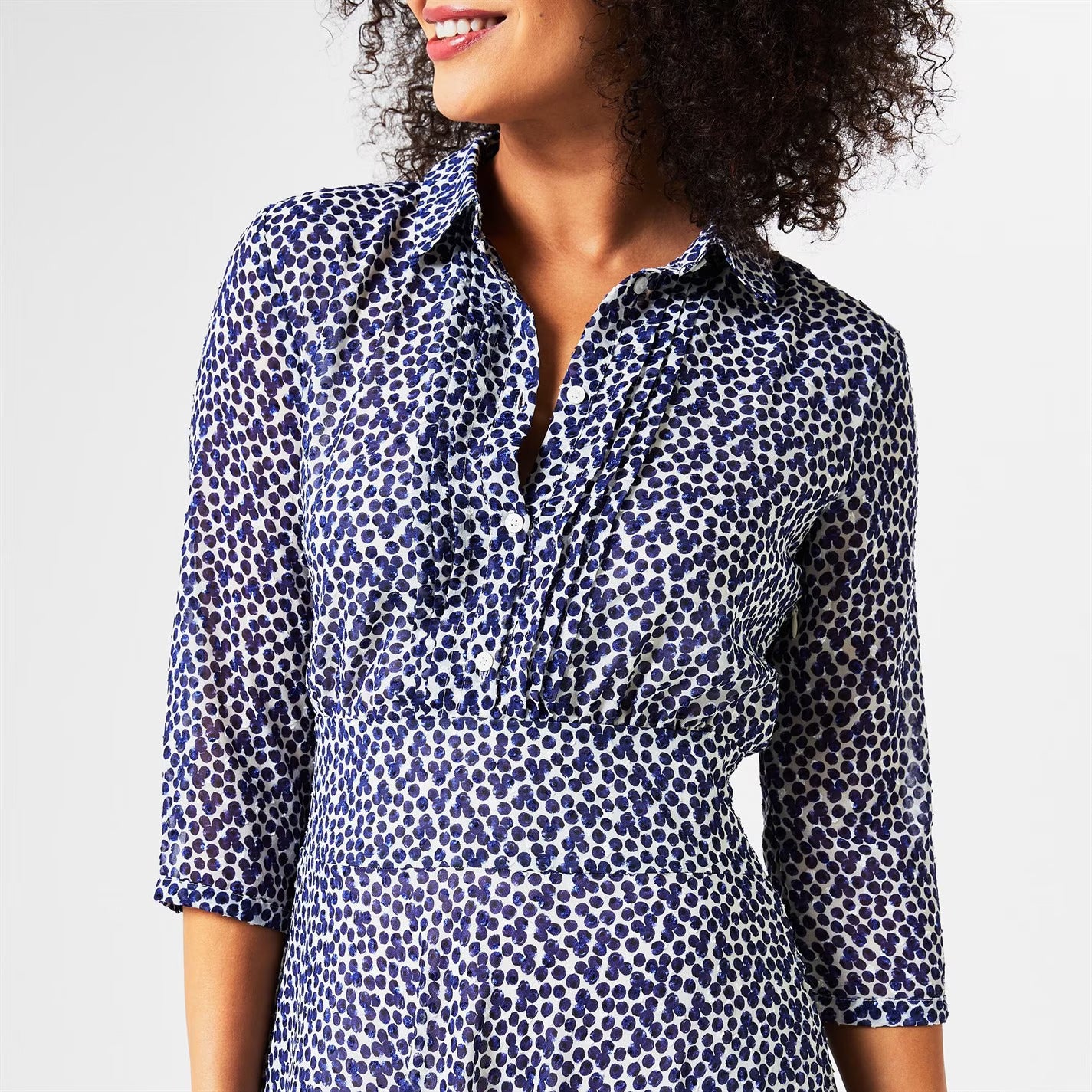 EBM-SCOPPIO NAVY&WHITE PRINT DRESS