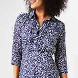 EBM-SCOPPIO NAVY&WHITE PRINT DRESS