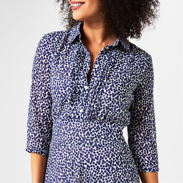 EBM-SCOPPIO NAVY&WHITE PRINT DRESS