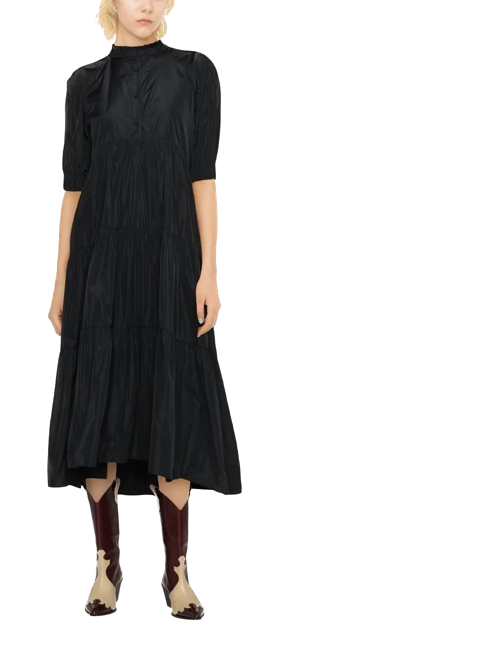 PHY-0434 BLACK TAFFETTA DRESS