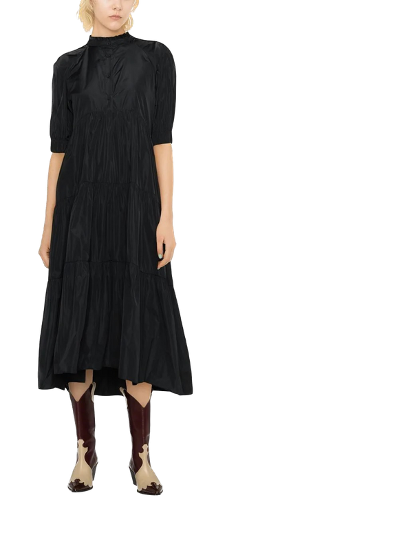 PHY-0434 BLACK TAFFETTA DRESS