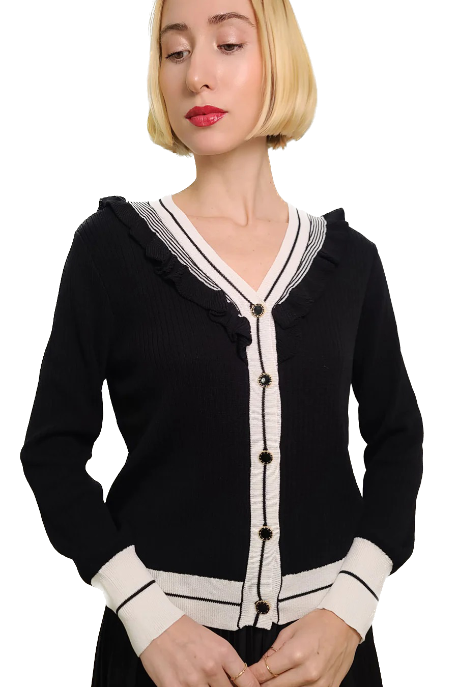 NCY-L62027 BLACK&WHITE CARDIGAN
