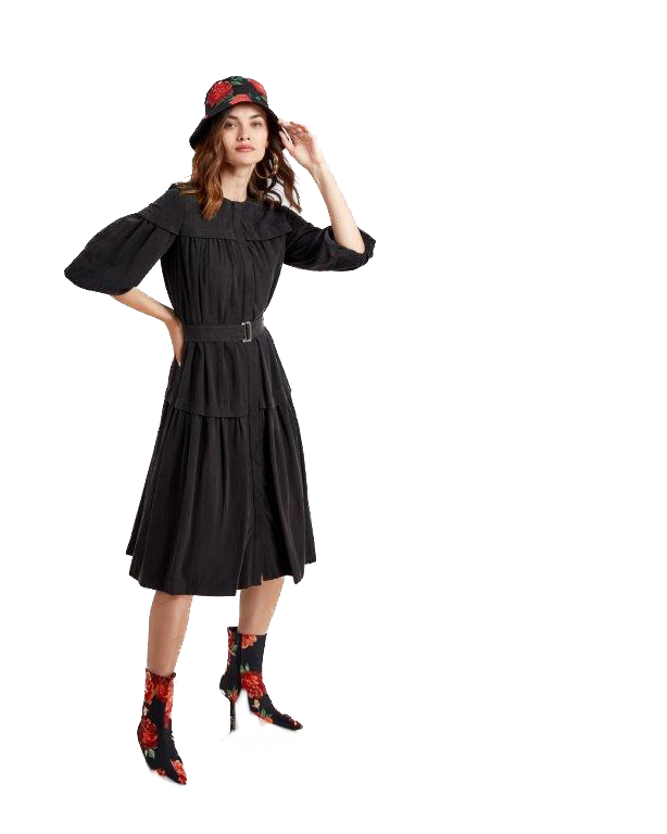 NOI-1820 BLUE BUBBLE SLEEVE DRESS