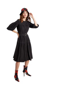 NOI-1820 BLUE BUBBLE SLEEVE DRESS