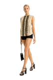 TWS-231TT2125 BLACK&BEIGE BLOUSE
