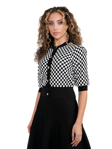 ALZ-J103 BLACK&WHITE HNT CARDIGAN