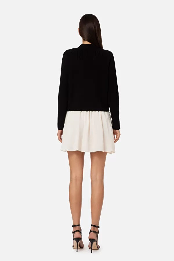 ELS-MK32Q31E2 BLACK CROP CARDIGAN