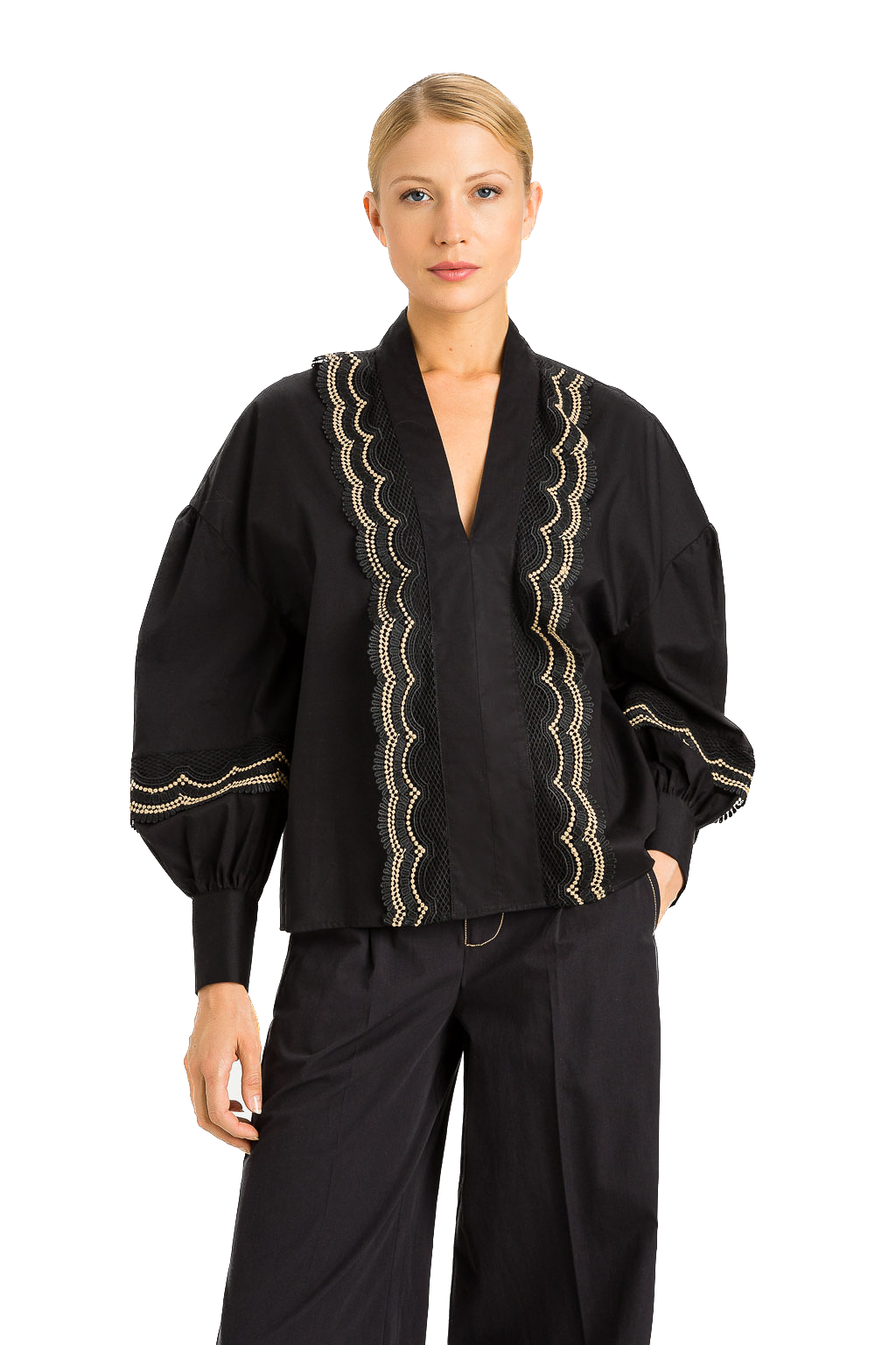 TWS-231TT2124 BLACK&BEIGE CARDIGAN