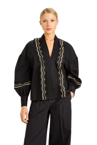 TWS-231TT2124 BLACK&BEIGE CARDIGAN