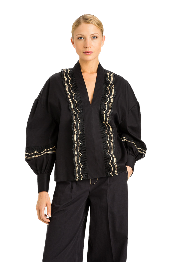 TWS-231TT2124 BLACK&BEIGE CARDIGAN