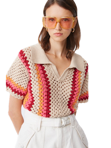 SUN-S23M0259 PERISOL BEIGE KNIT TOP