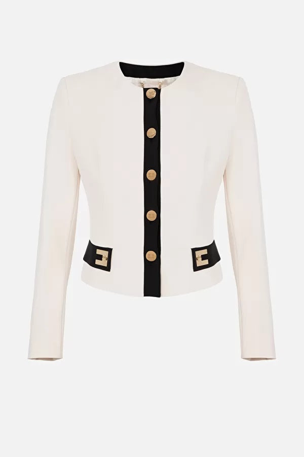 ELS-GI04331E2 CREAM&BLACK BLOUSE
