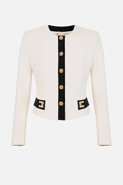 ELS-GI04331E2 CREAM&BLACK BLOUSE