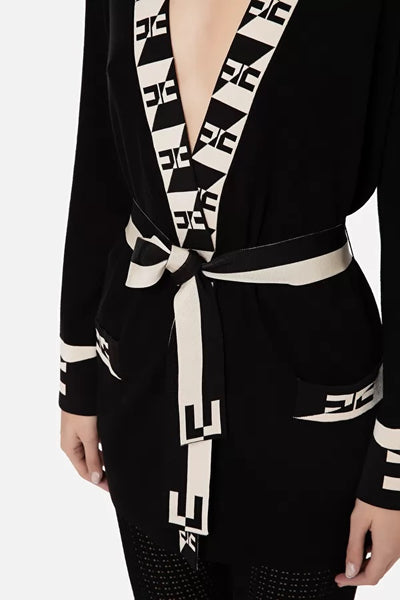 ELS-MK19S31E2 BLACK&CREAM CARDIGAN