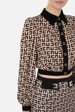 ELS-CA00831E2 BROWN&BLACK BLOUSE