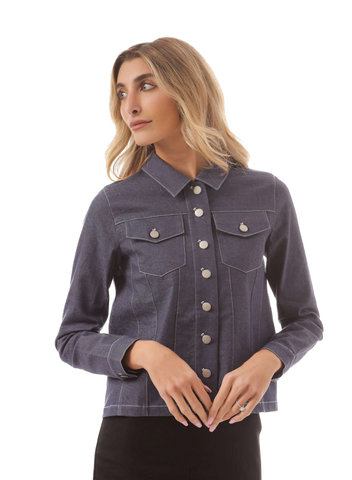 MIZ-441307 DENIM SILVER TOP