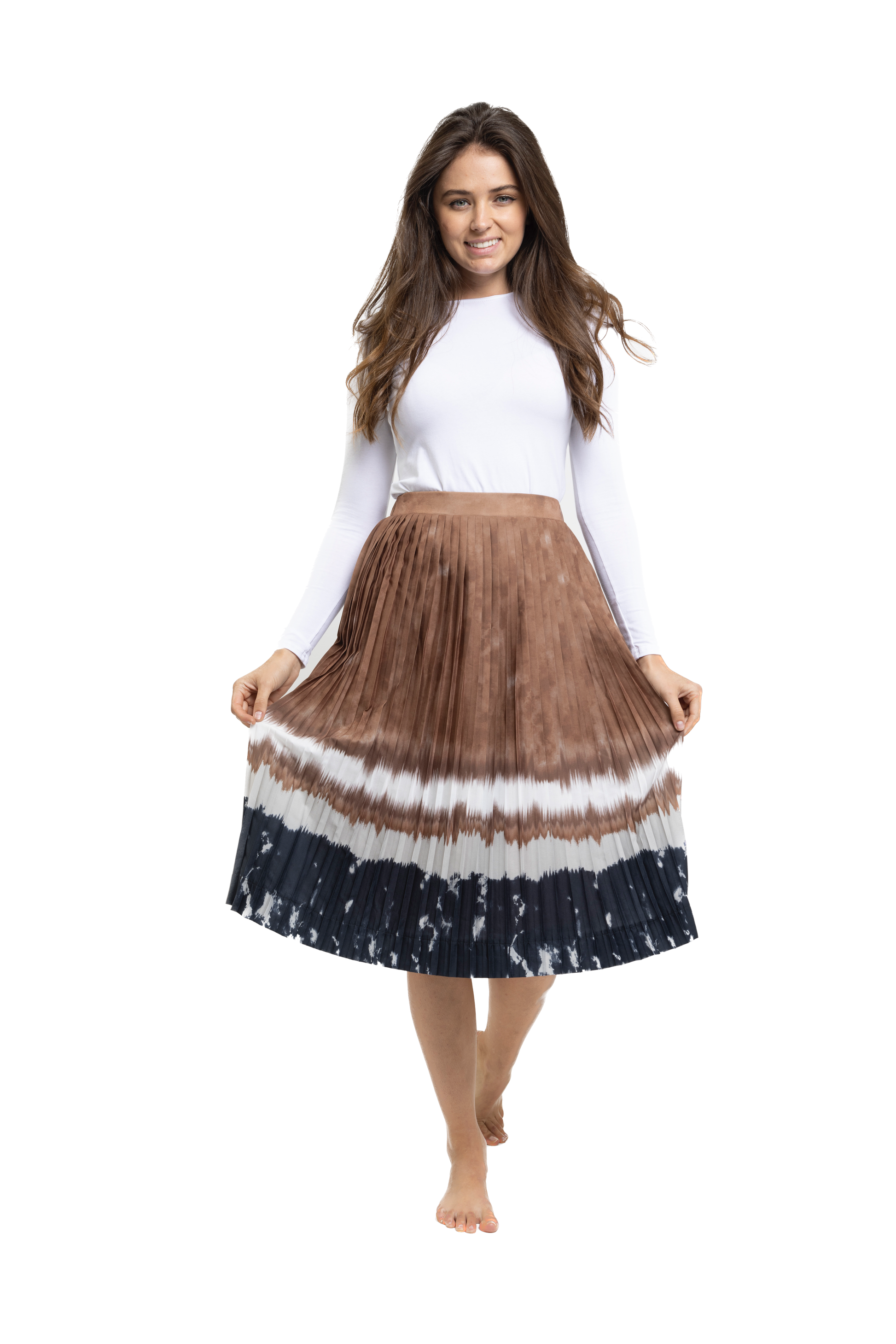 LTE- TN23284-B BROWN&NAVY SKIRT