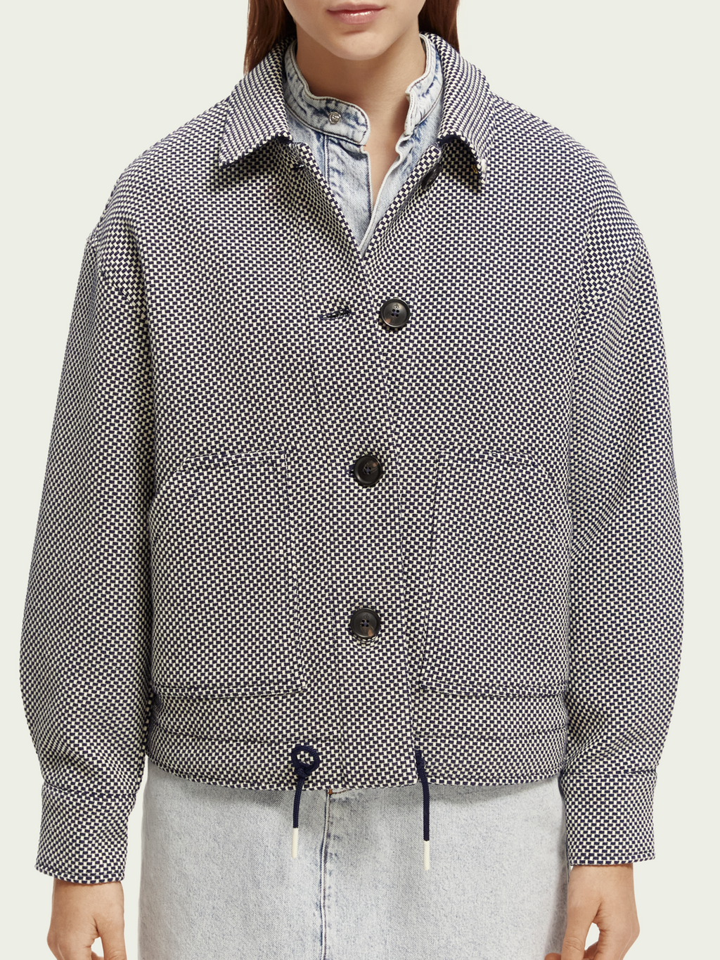 SAS-17088023PLM NAVY&WHITE JACKET