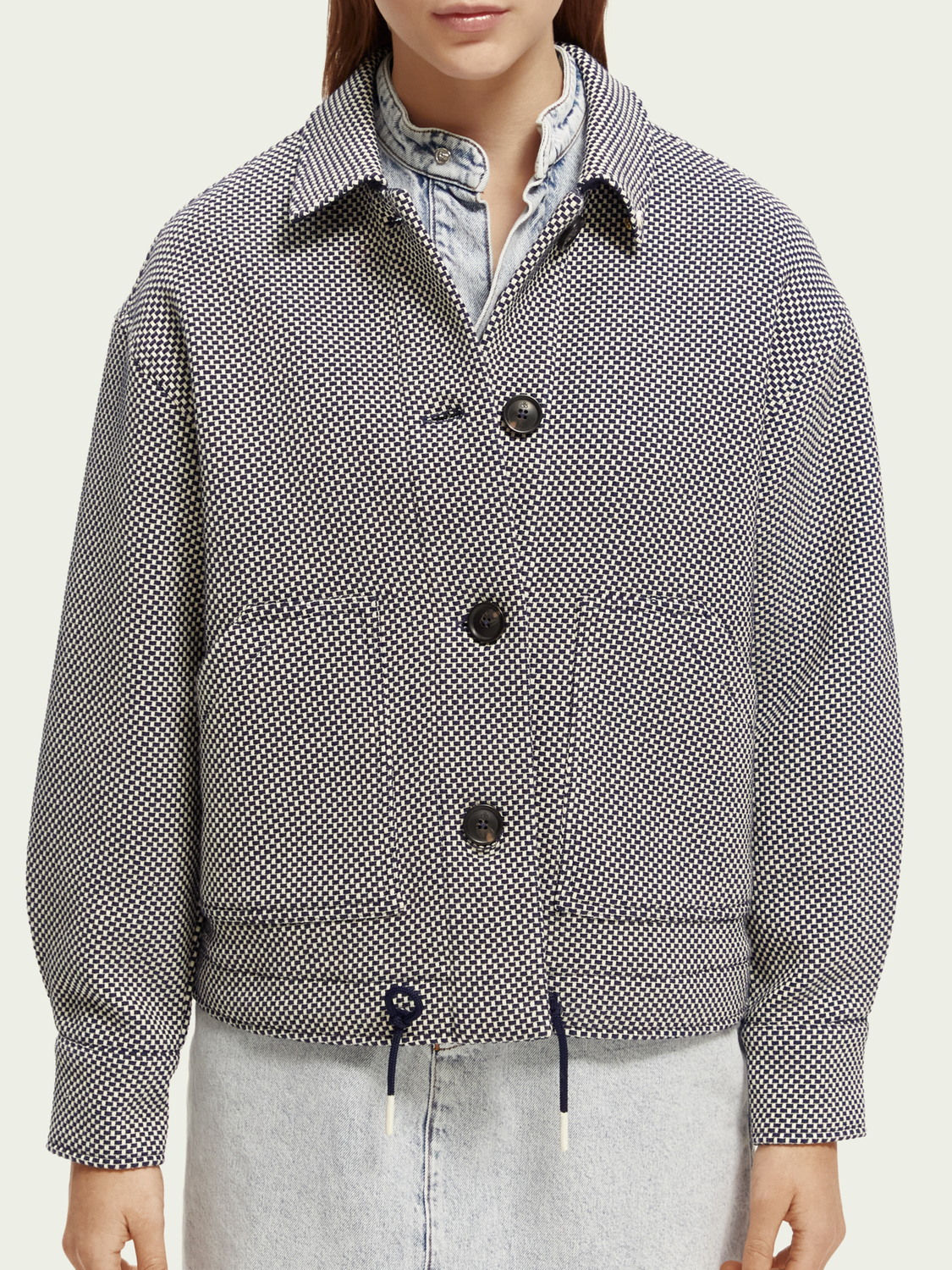 SAS-17088023PLM NAVY&WHITE JACKET